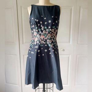 LOFT Outlet Blue Floral Print Sleeveless Midi Dress